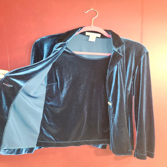 Women's Notations Teal Velvet Blazer with undershirt M - Picture 5 of 5